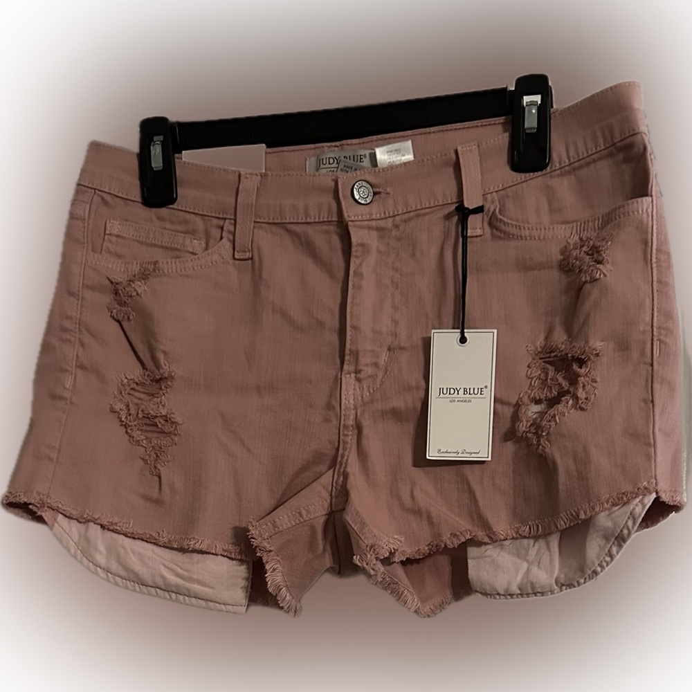 Judy Blue Pink Distressed Jean Shorts - New with Tags, Size Large